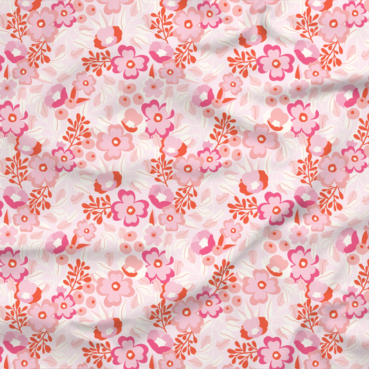 Cotton Spandex Fabric | Flower Fever Fabric Pink | The Modern Fabrics