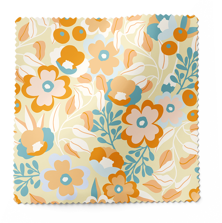 Cotton Twill Fabric | Flower Fever Fabric Orange | The Modern Fabrics