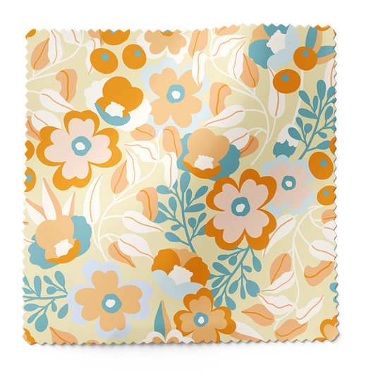 Cotton Twill Fabric | Flower Fever Fabric Orange | The Modern Fabrics