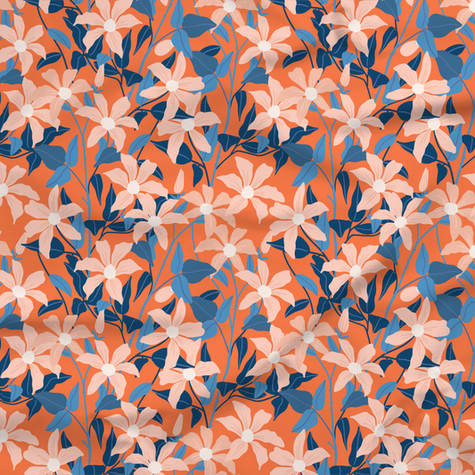 Sweet Lilies Fabric Orange | The Modern Fabrics