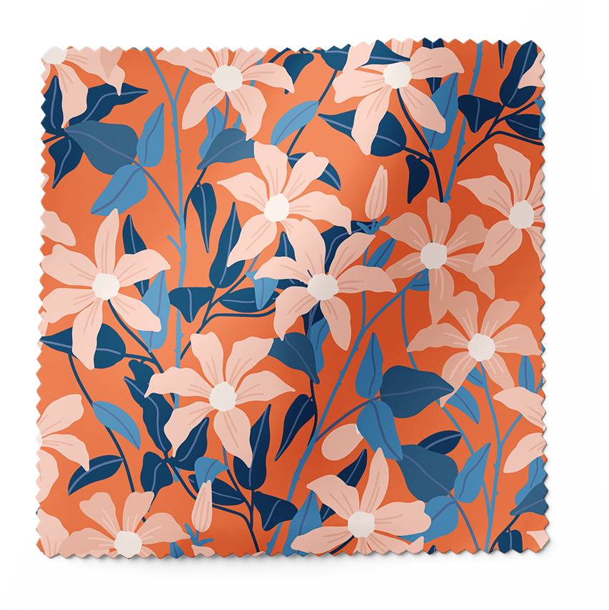 Sweet Lilies Fabric Orange | The Modern Fabrics